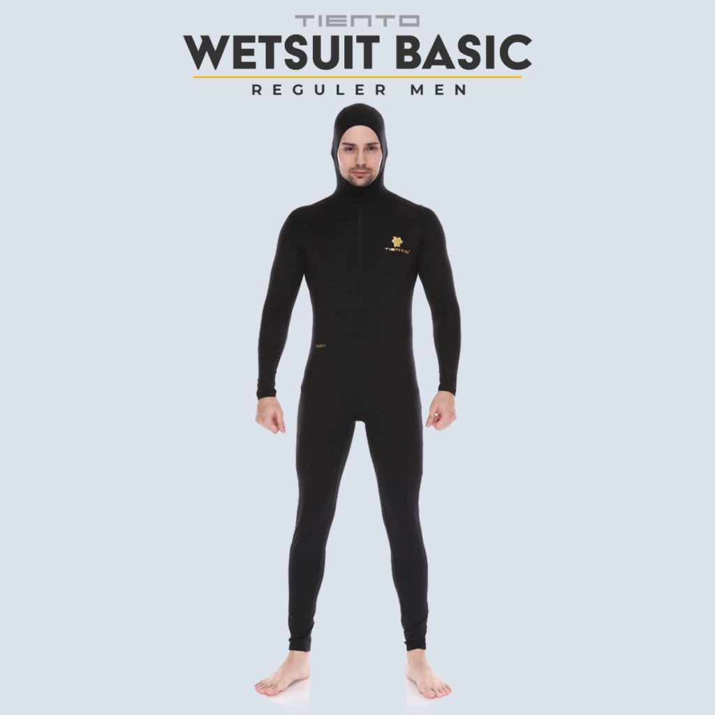 Tiento Wetsuit Hoodie Black Swimwear || Baju Renang Pria Berkualitas