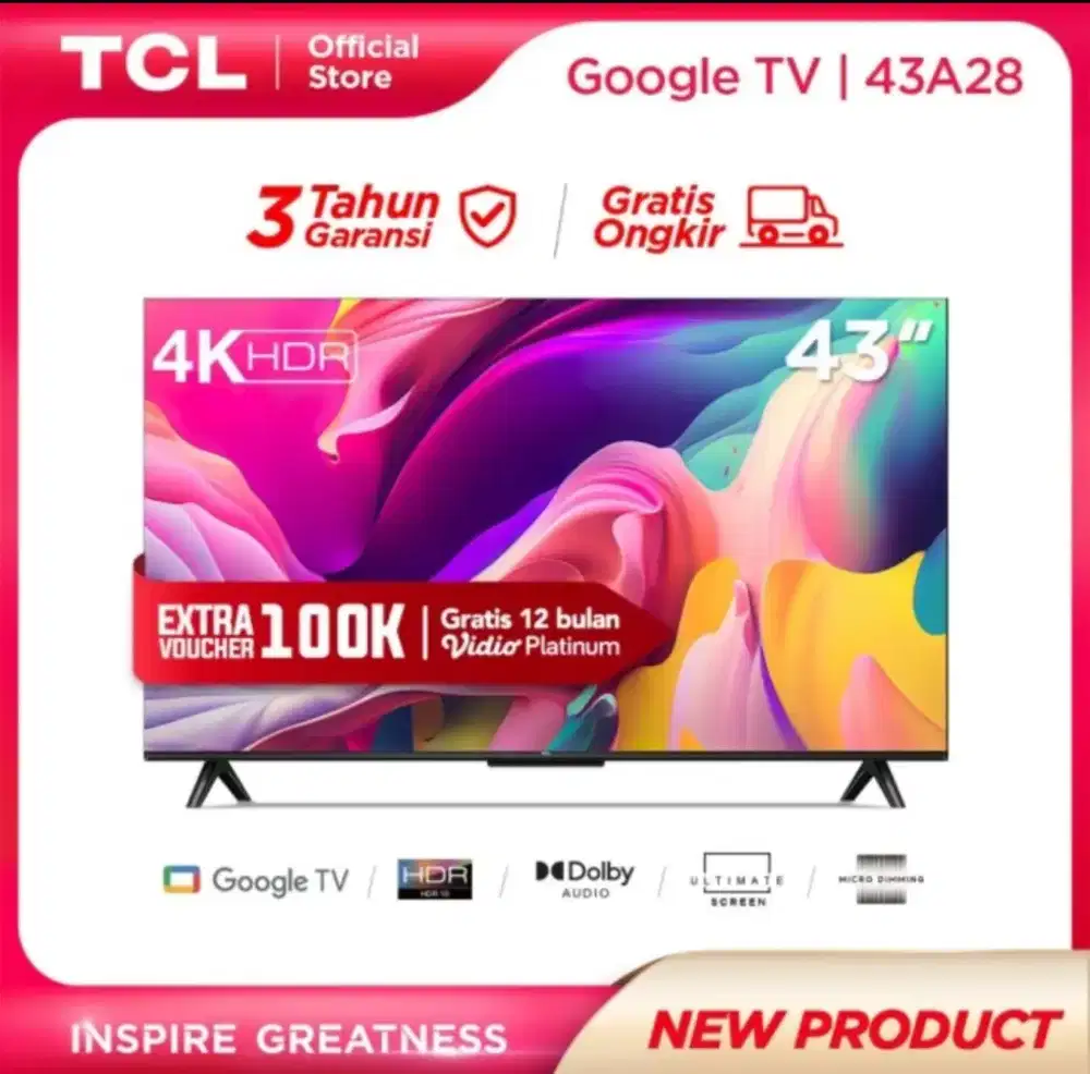 TCL 43A28 4K UHD || TV Digital LED Berkualitas Terbaik