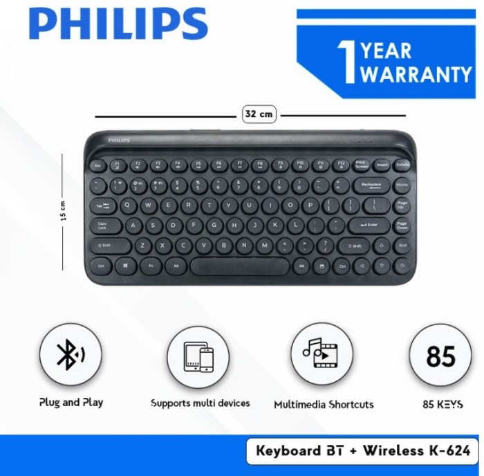 Philips Multi Device K624: SPK6224 || Keyboard Bluetooth Terbaik