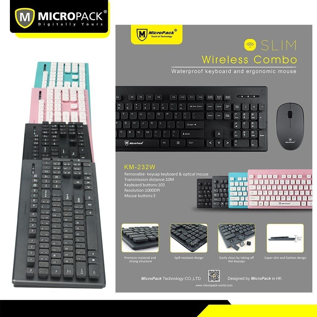 MicroPack Keyboard Mouse Combo: KM232 Waterproof || Keyboard Bluetooth Terbaik