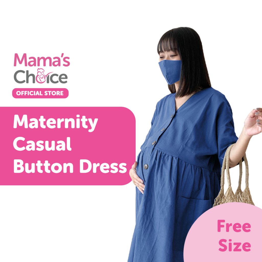 Mama’s Choice: Maternity Casual Button Dress || Baju Hamil Terbaru 2023