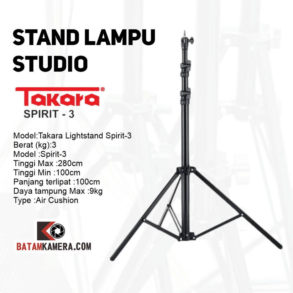 TAKARA Light Stand Tripod SPIRIT-3 || tripod lighting stand terbaik