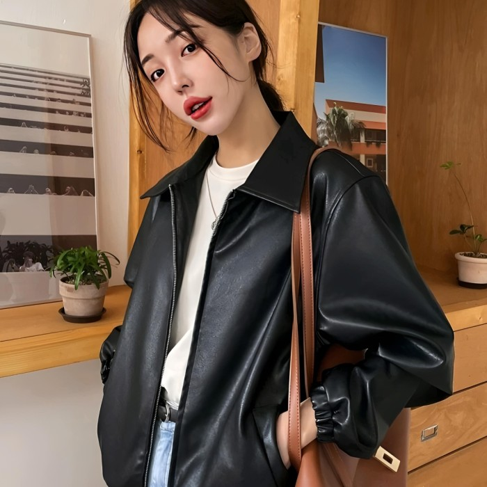 Tailor Labs Zip Jacket leather Slant Pockets || Jaket Wanita Baru Kekinian