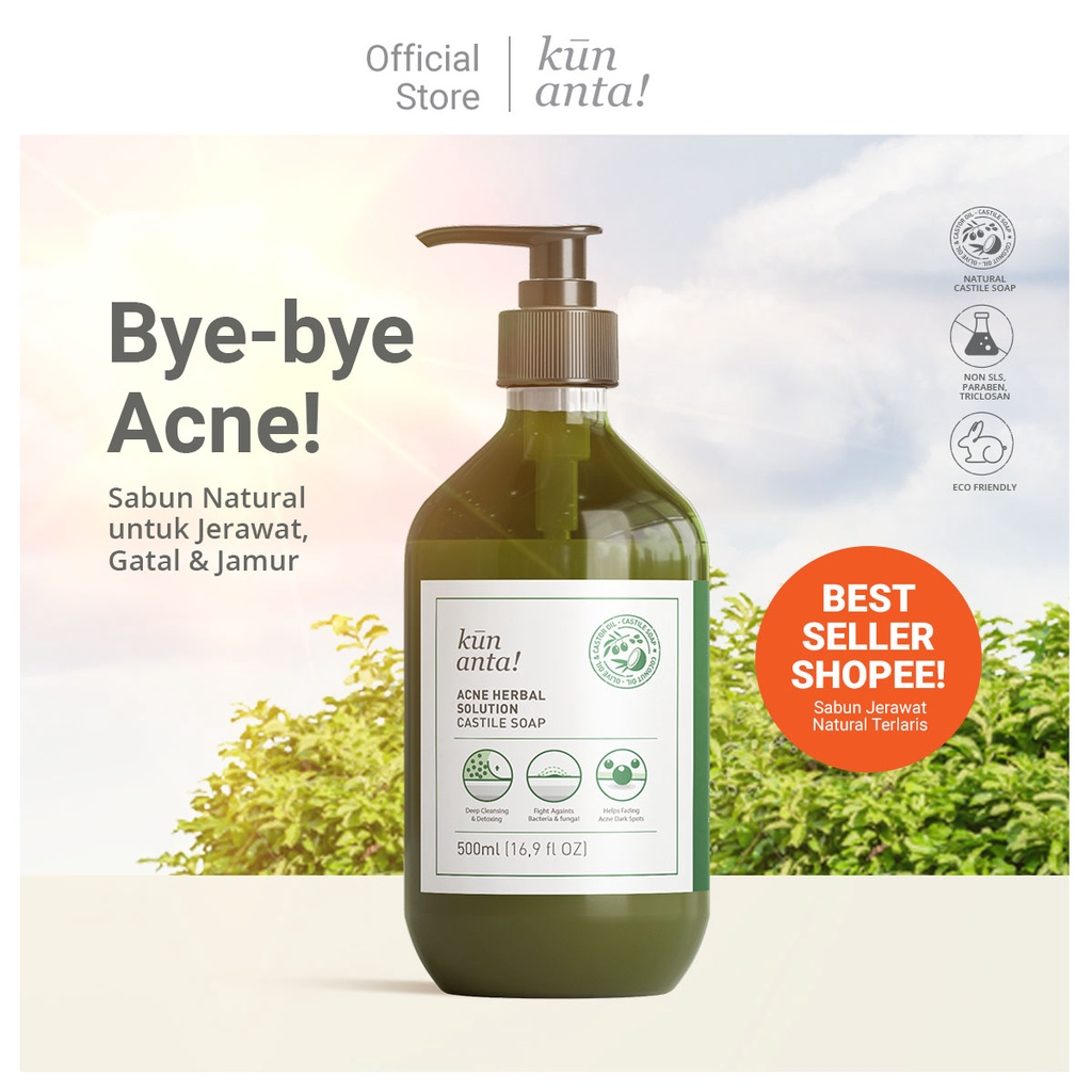 Kun Anta: Acne Herbal Solution Castile Soap || Produk untuk Menghilangkan Jerawat Punggung