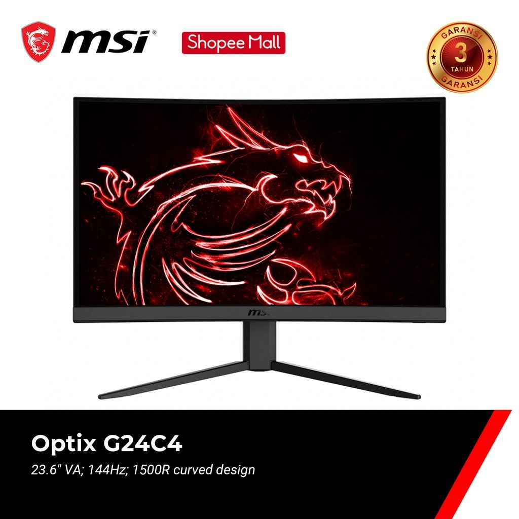 MSI Optix G24C4 24 Inch Curved Gaming Monitor - FHD 144Hz 1ms - G24C4 || Monitor Curved Terbaik