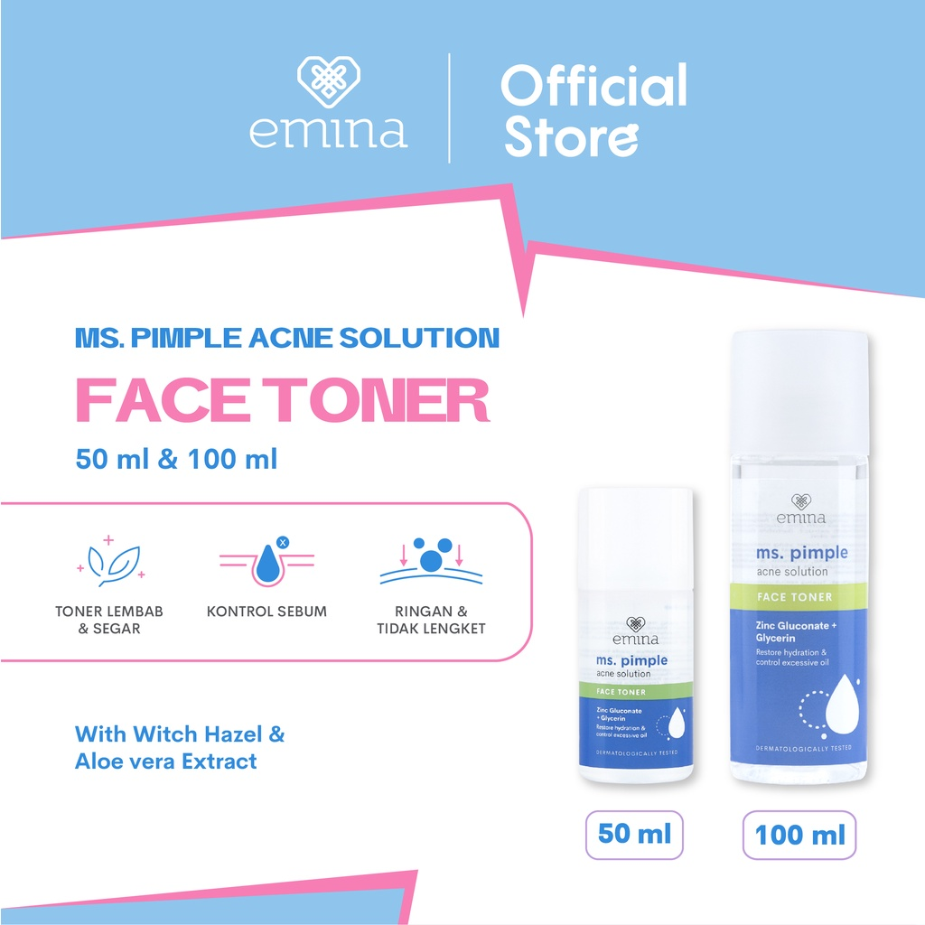 Emina Ms. Pimple Acne Solution Face Toner || Toner untuk Remaja